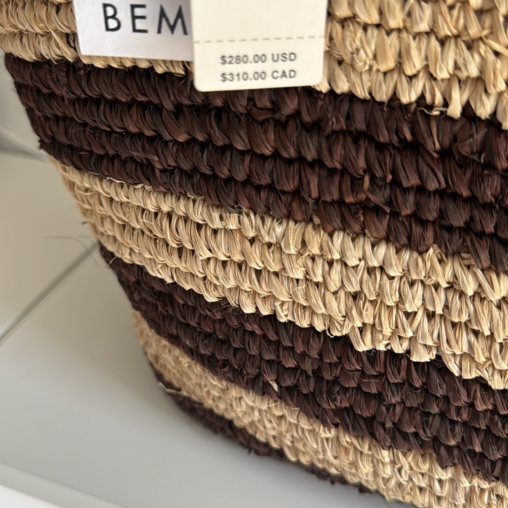 Striped Brown and Cream Tote Bag - Picture 8 of 8